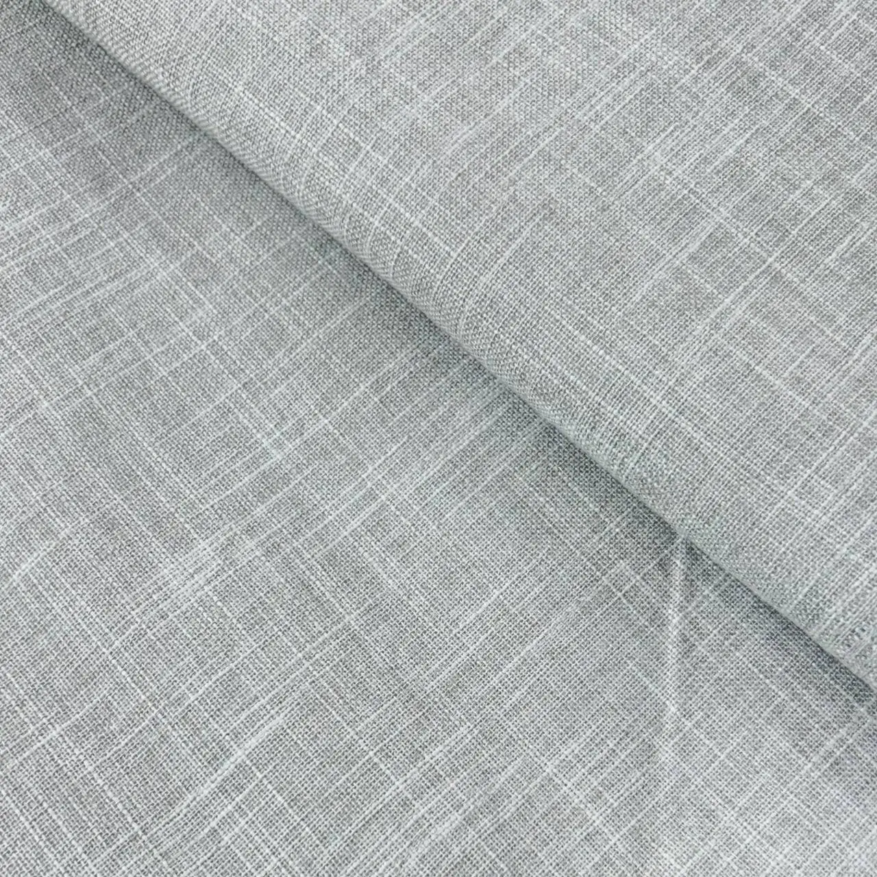 בד דוחה מים דמוי פשתן אפור לבן