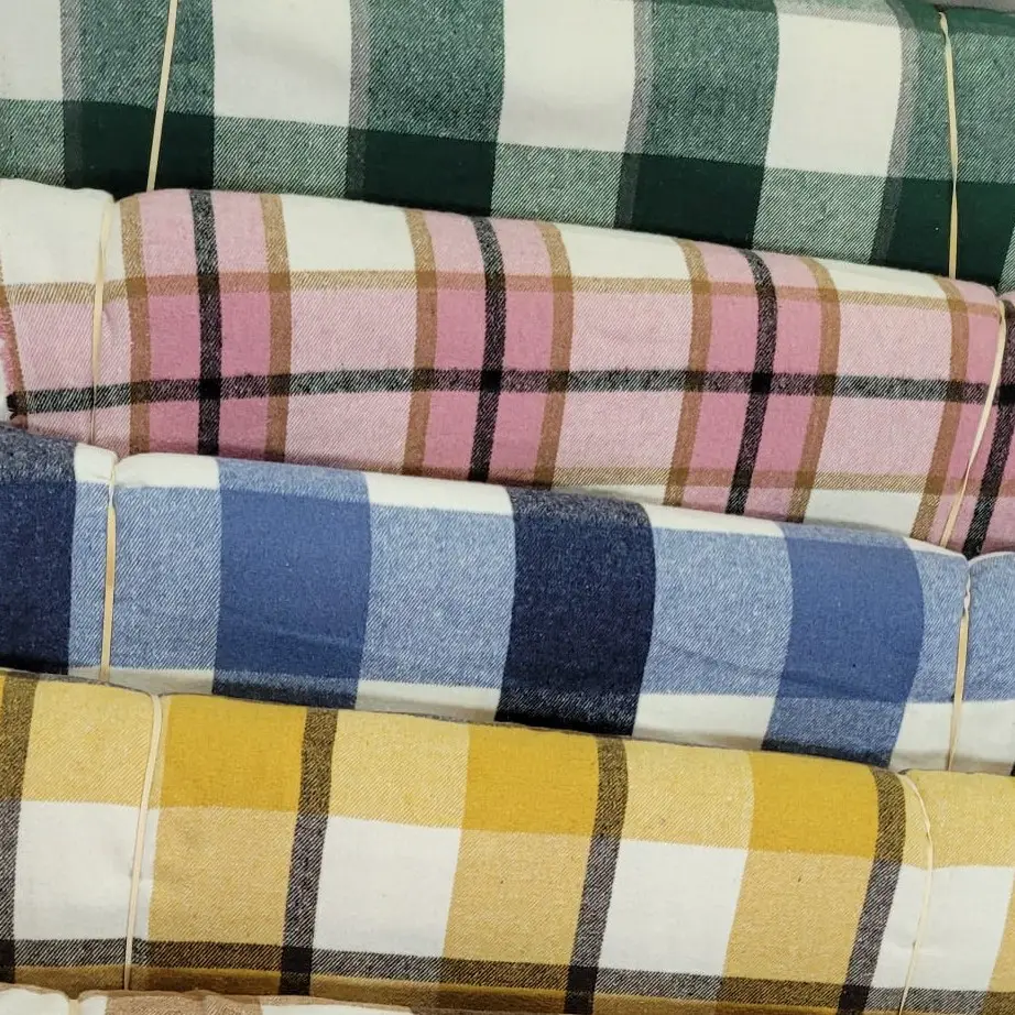 ⁦בד פלנל עבה משבצות כחול⁩ – תמונה ⁦3⁩