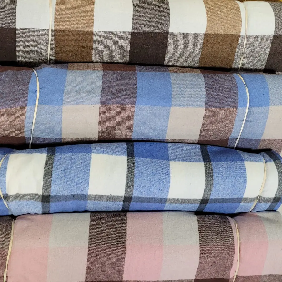 ⁦בד פלנל עבה משבצות כחול⁩ – תמונה ⁦4⁩