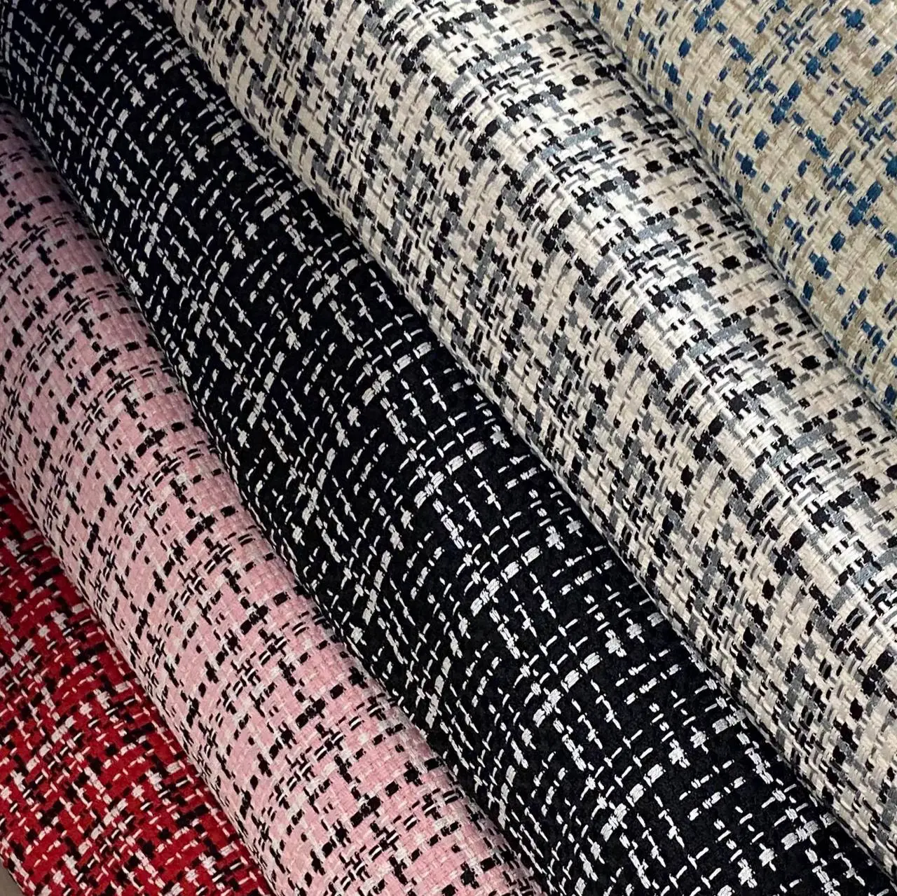 ⁦בד שאנל משבצות חום צהוב⁩ – תמונה ⁦5⁩