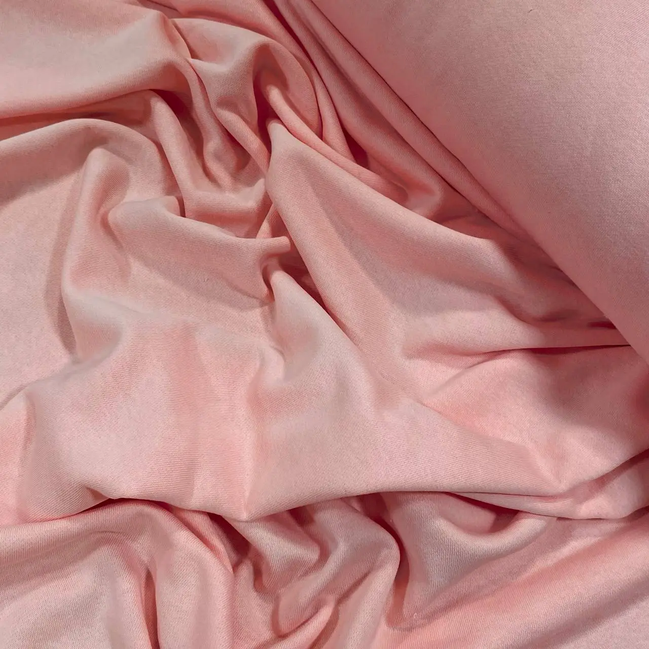 בד פרנץ טרי דק חלק ורוד אפרסק