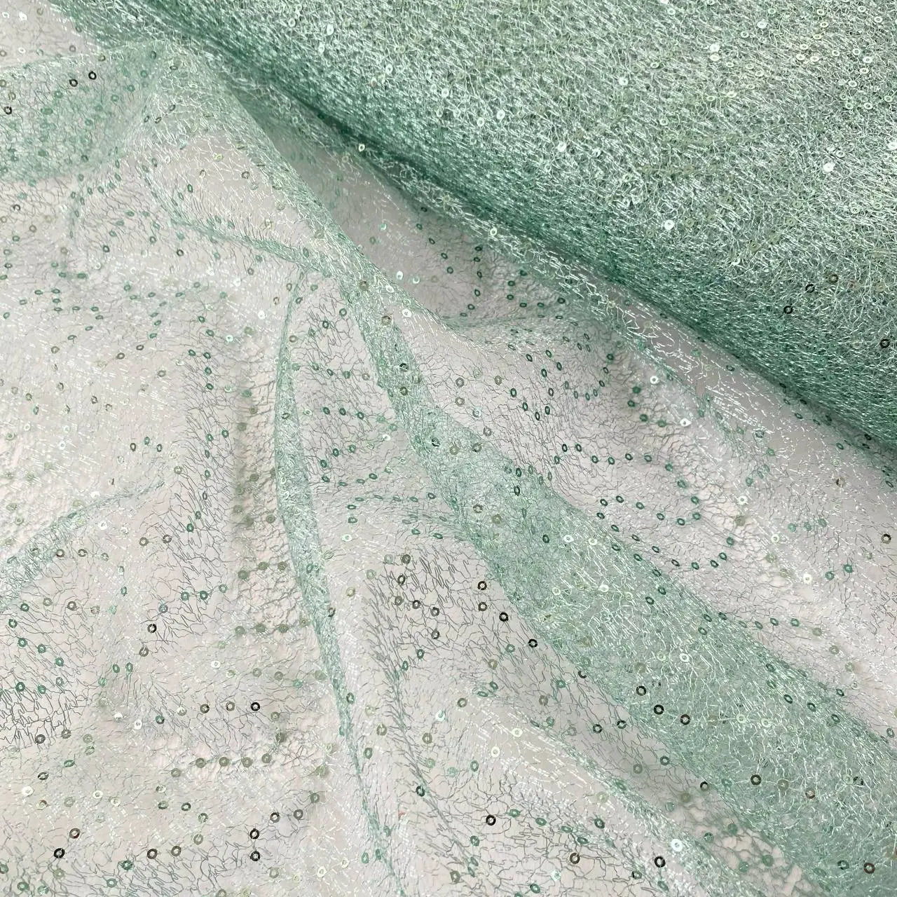 בד רשת קרושה דק פייט טורקיז ירוק בהיר – תמונה 3