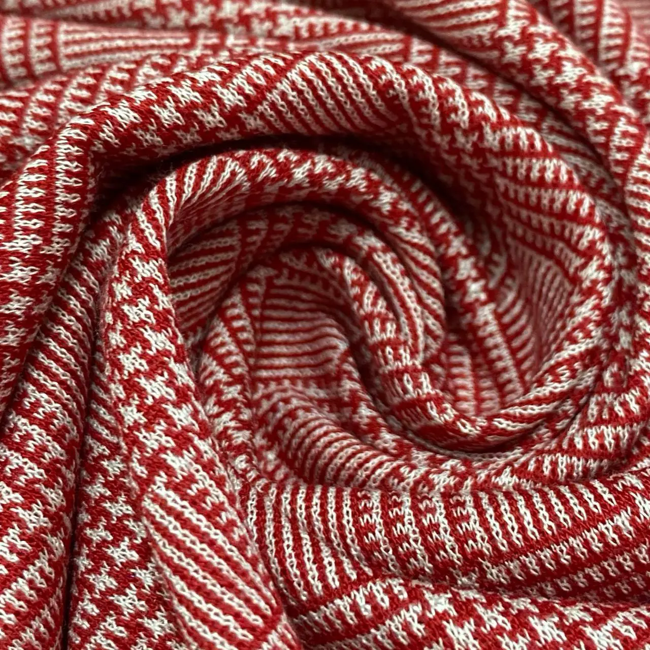 ⁦בד פרנץ טרי משבצות אדום לבן⁩ – תמונה ⁦3⁩