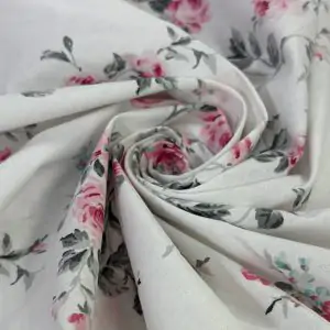 בד כותנה רוחב 2.40 פרחים בינוניים ורוד