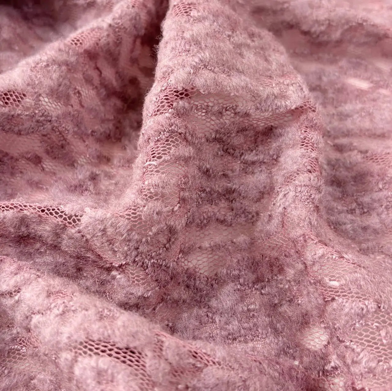 ⁦בד תחרה לייקרה פרחים ורוד עתיק⁩ – תמונה ⁦3⁩