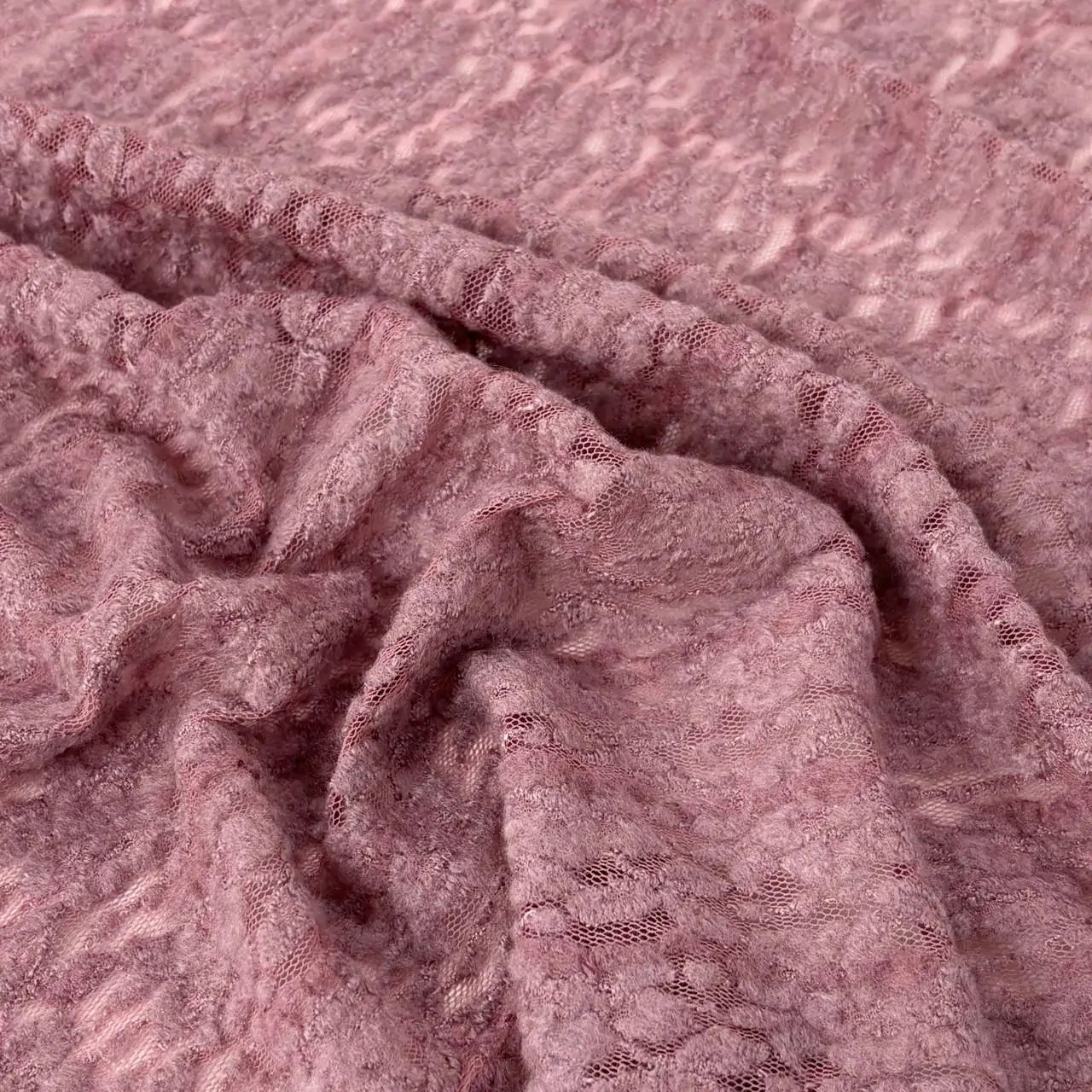 ⁦בד תחרה לייקרה פרחים ורוד עתיק⁩ – תמונה ⁦2⁩