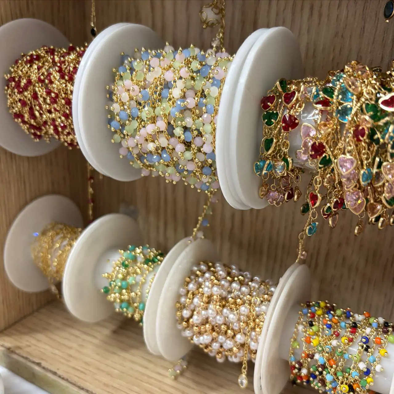 ⁦שרשרת פנינים חרוזים ציפוי זהב⁩ – תמונה ⁦5⁩